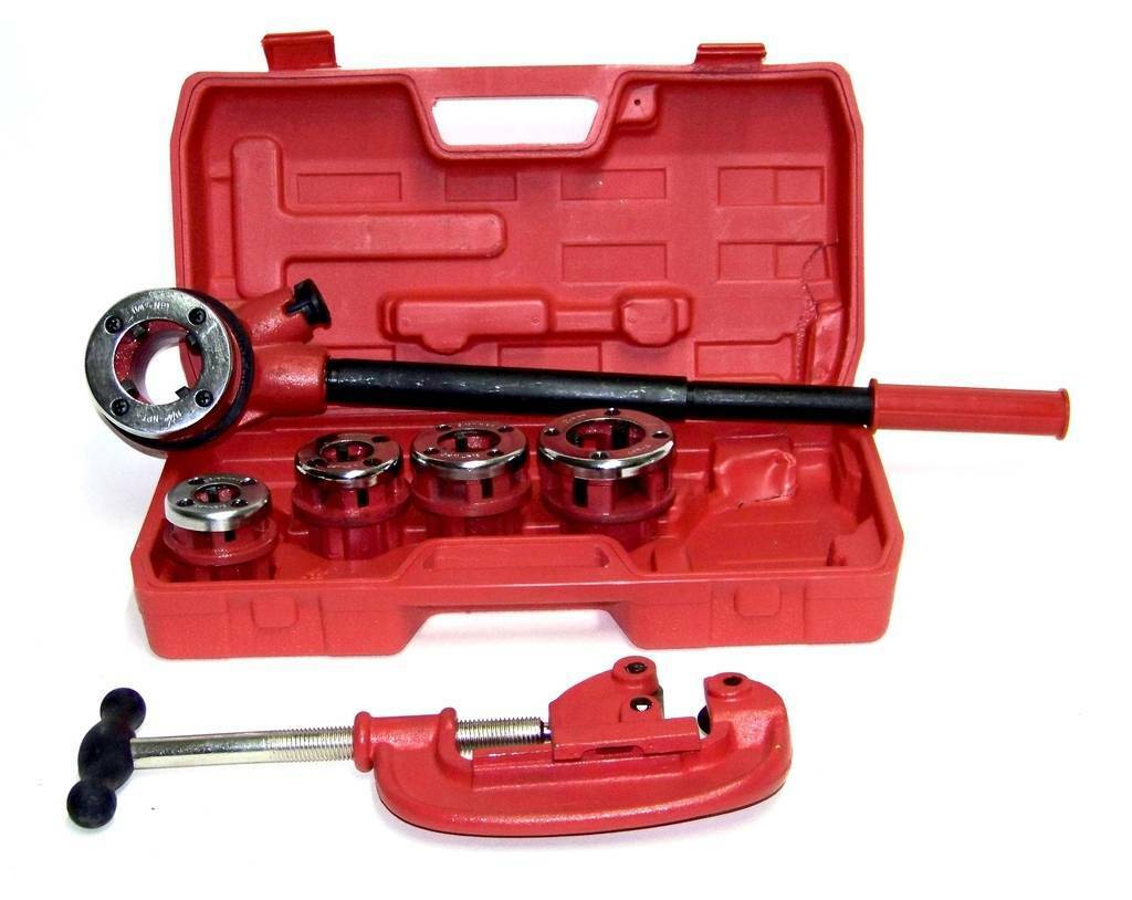 Pipe Threader Ratchet Type With 5 Dies And Pipe Cutter Plumbing Hand Tools Set