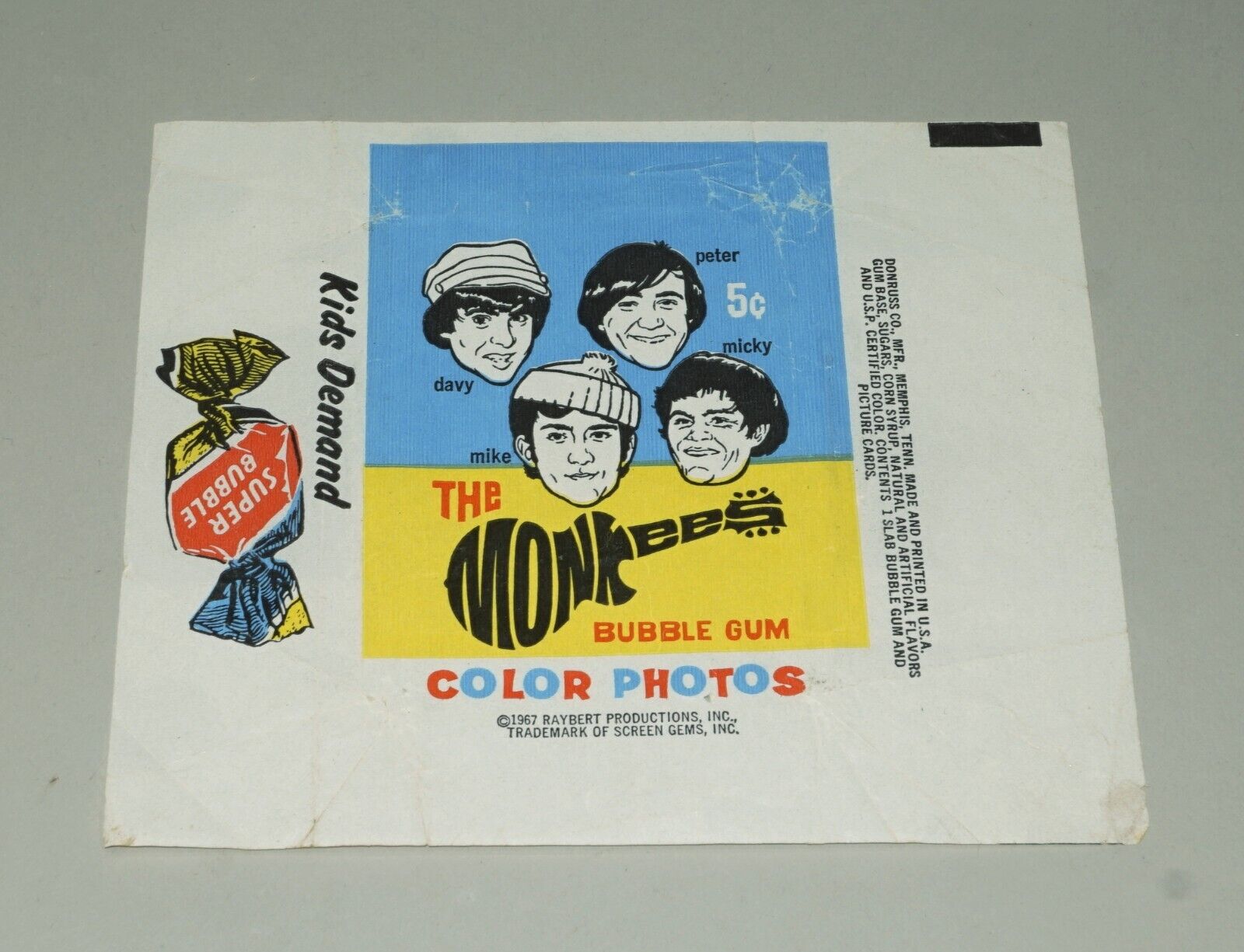 Original 1967 Donruss The Monkees Color Photos Wax Pack Wrapper
