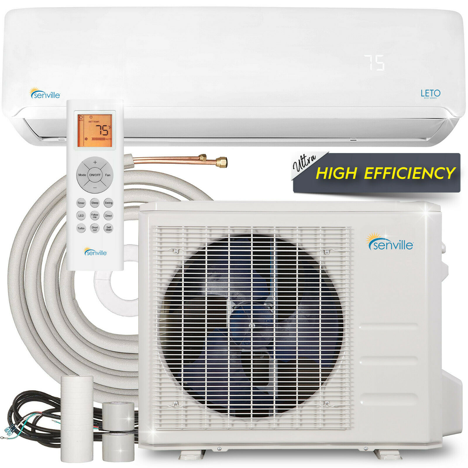 12000 Btu Mini Split Air Conditioner With Heat Pump Remote And Installation Kit